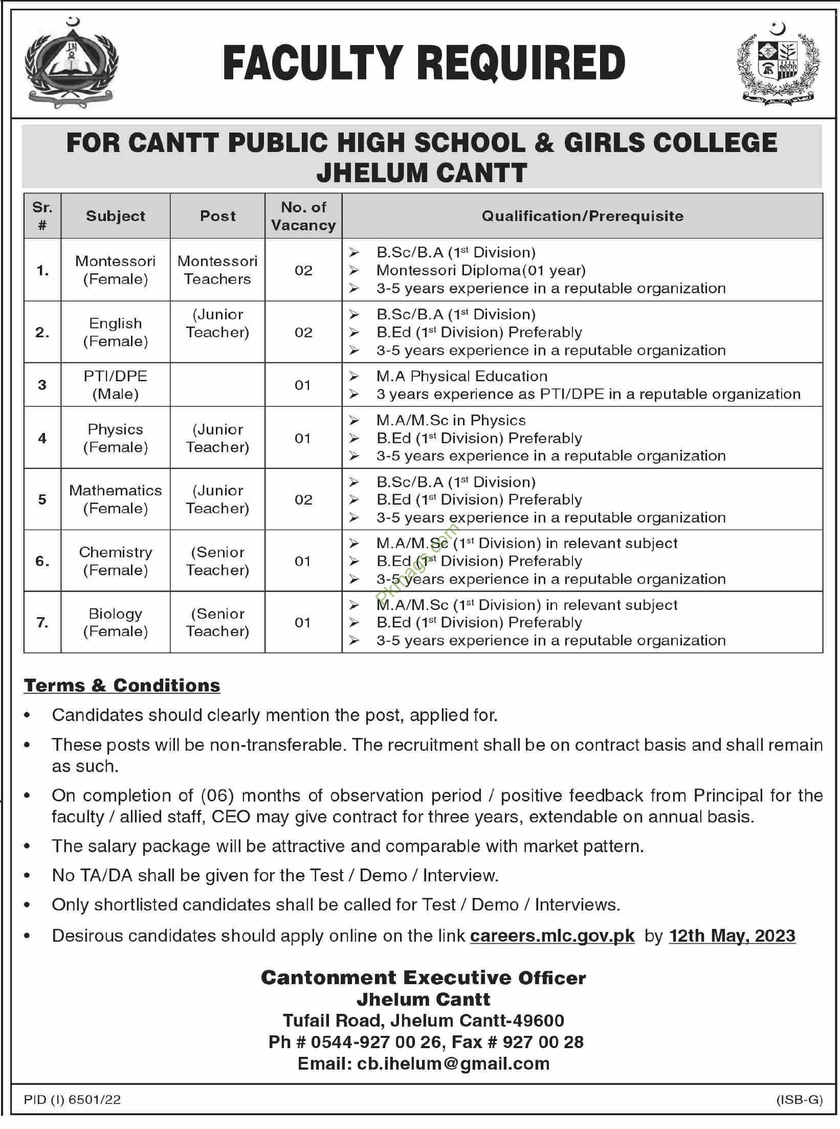 cantt-public-high-school-girls-college-jhelum-kharian-cantt-jobs