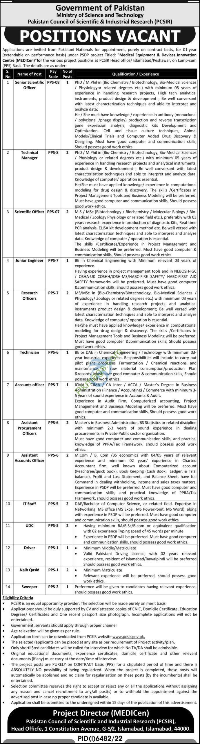 Pakistan Council Of Scientific And Industrial Research PCSIR Jobs 2023 1 Scaled 
