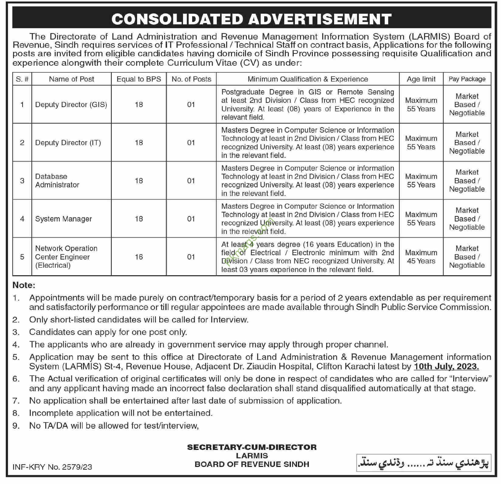 board-of-revenue-sindh-jobs-2023-in-lrmis-jobs-jobs-in-pakistan