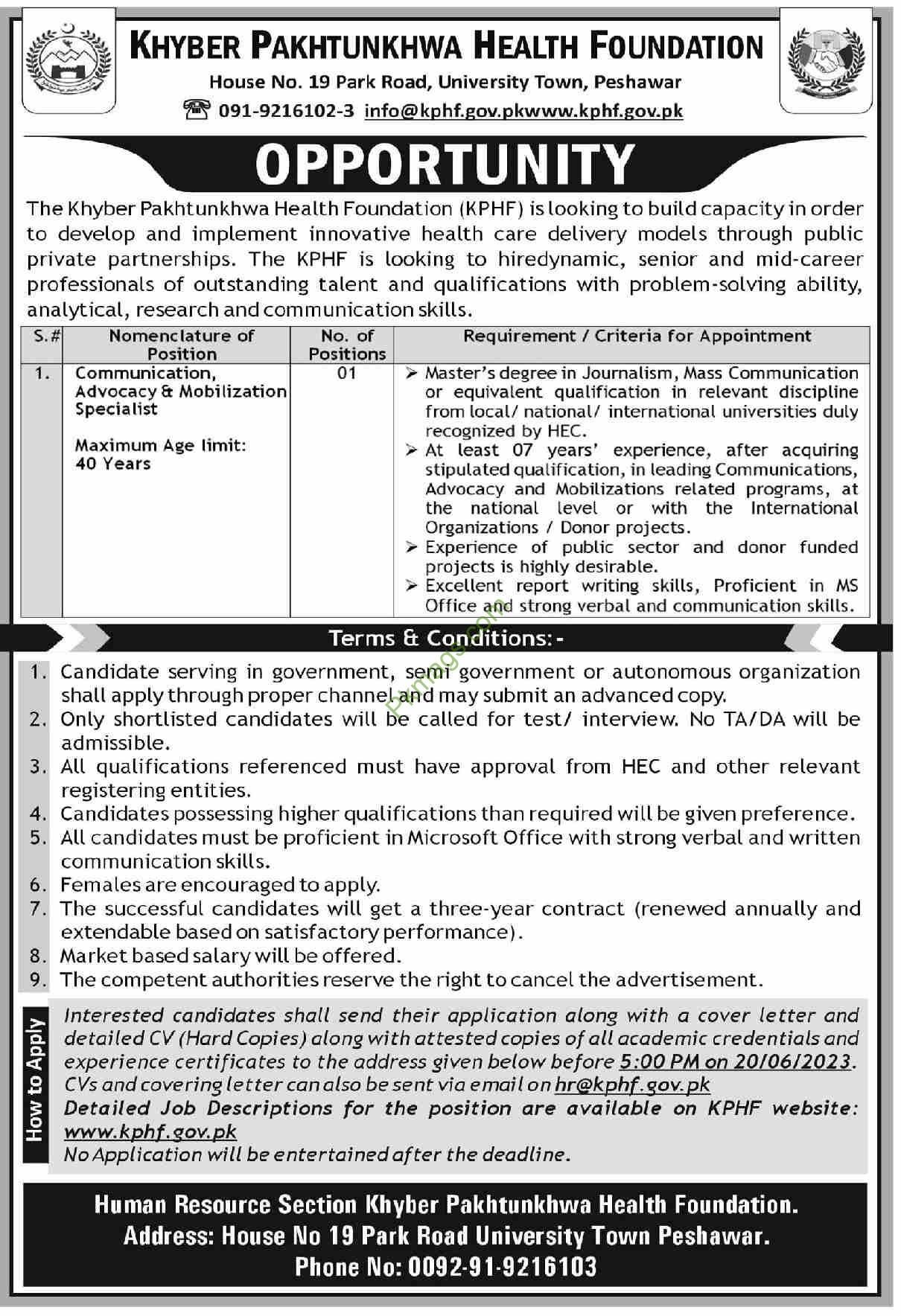 khyber-pakhtunkhwa-health-foundation-peshawar-jobs-2023-www-kphf-gov