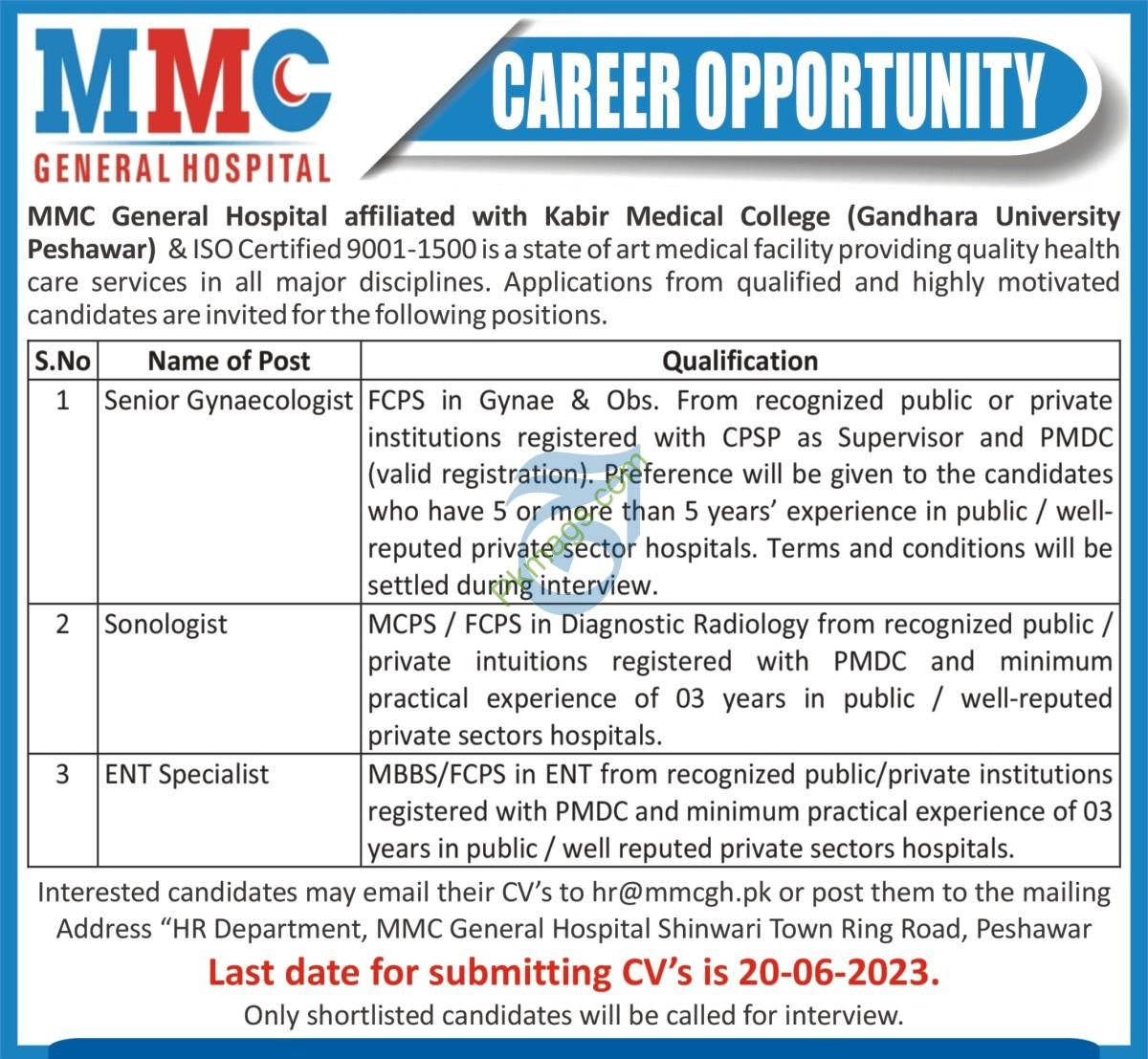 MMC General Hospital Jobs 2023 Jobs in Pakistan