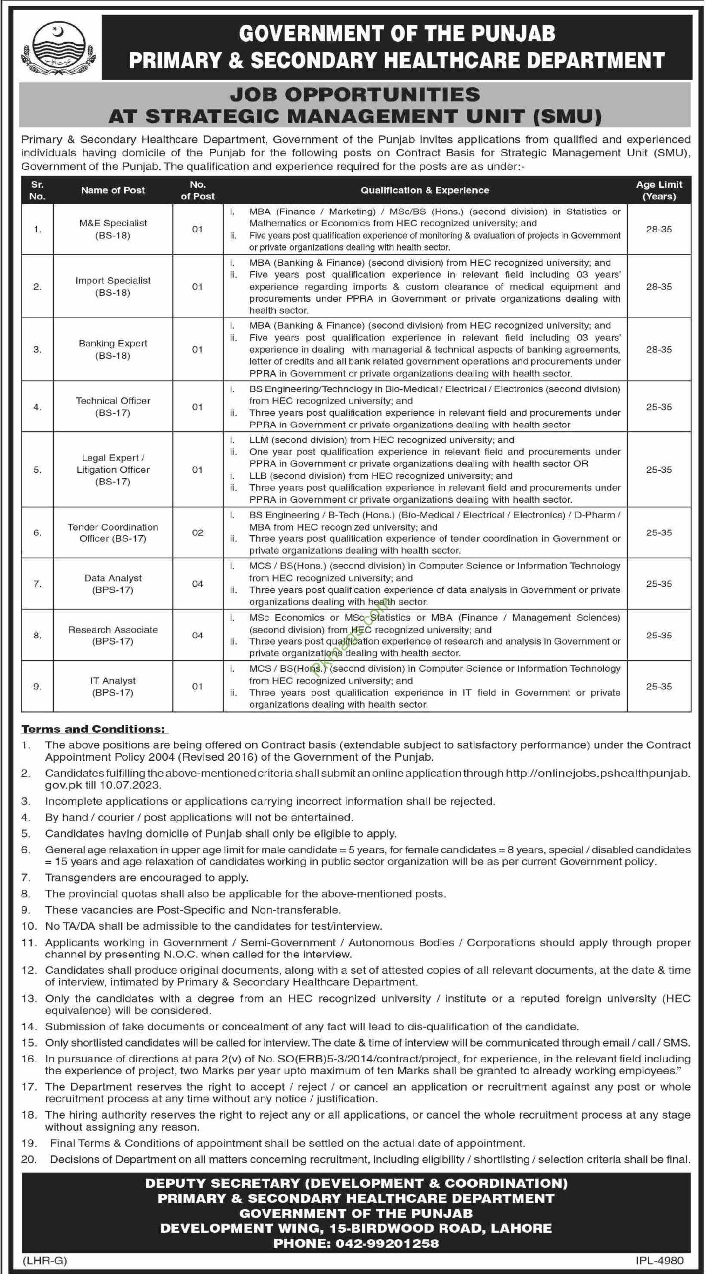 primary-and-secondary-healthcare-department-punjab-jobs-2023-jobs-in